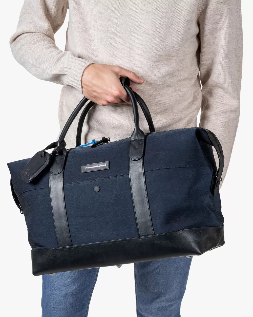 Floris van Bommel Overnight textiel blauw<Heren Tassen