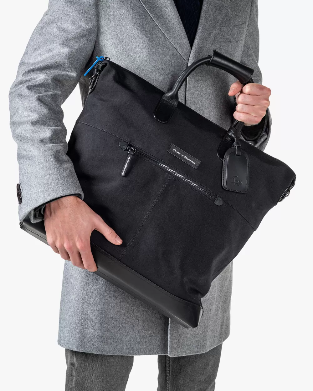 Floris van Bommel Tote bag textiel zwart<Heren Tassen